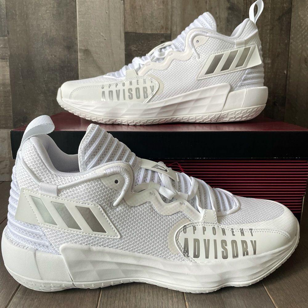 Adidas SM DAME 7 EXTPLY Triple White /Silver Basketball Shoes